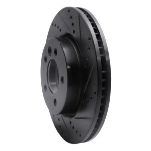 Land Rover LR3 Brake Rotor (1) - Front Right - R1 Concepts - Drilled & Slotted - Black - `05-`07